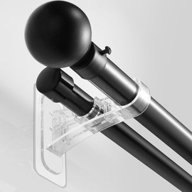 Antimbee 6-Pack Double Curtain Rod Bracket, Adhesive No Drilling Curtain Rod Holders, Double Brackets Stick Nail Free No Drill Curtain Hangers Hooks for Living Room, Bathroom, Kitchen