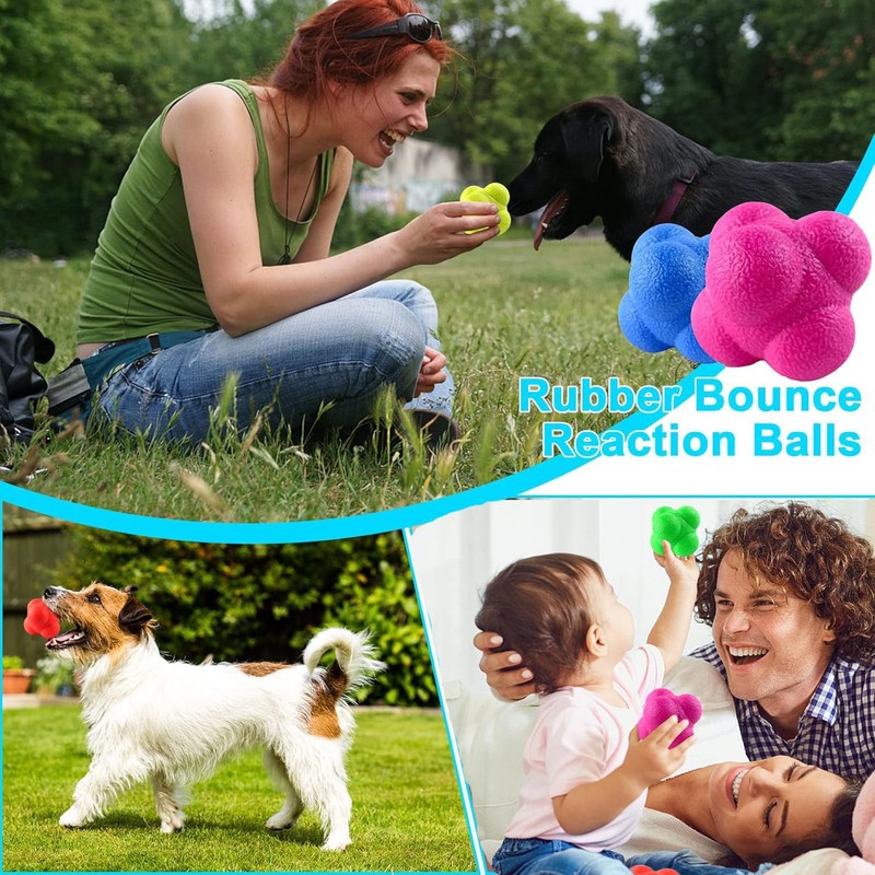 Lyfengdeam6 PCS Rubber Reaction Bounce Balls for Hand-Eye Coordination，Agility &