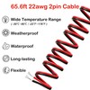 65.6ft 2pin 22AWG Electrical Wire, 22/2 20m Low Voltage Red