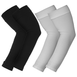 CIATBYYJ 2 Paar UV Schutz Armsleeve,Plus Size Armlinge,Volleyball Armschoner,Atmungsaktiv Ärmel,Schnelltrocknend Arm Sleeve Gaming,für Damen Herren Fußball Basketball Golf(Grau, Schwarz)