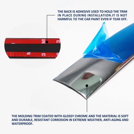 Wide Moulding Auto Trim Black/Chrome,1-9/16"(40mm) Self Adhesive DIY Strip for Cars,Truck,ATV Window Pillar,Trunk,Heavy Duty,Against-Scratches (Silver 11ft)