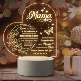 Giftasy Geschenke für Mama – LED Acryl Nachtlicht Lampe, Geburtstagsgeschenk für Mama, Geschenk für Mama Geburtstag, Besondere Geschenke Mama, Geburtstag für Mama, Weihnachtsgeschenke
