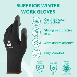 Ansell ActivArmr 97-631, Thermal Gloves, Cold-Resistant Protective Gloves with PVC Coating, Grip Gloves for Dexterity, Insulated Acrylic Interior for Winter Use, Work Gloves Small, 1 Pair