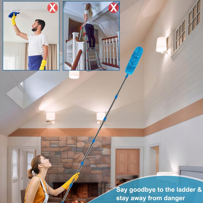 20+ Feet High Reach Duster Kit with 3-13ft Extension Pole,
