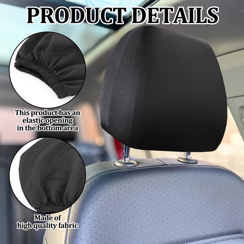 Xorim 4 Pcs of Headrest Covers for Cars, Car Headrest