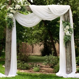 FUHSY Wedding Arch Draping White Drapes Sheer Fabric Chiffon Curtains for Backdrop 1 Panel 20ft Drapery for Ceremony Swag Curtains Bridal Archway Fabric Drape for Ceiling Decor