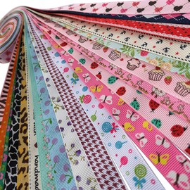 Chenkou Craft Assorted of Colors 20 Yards 5/8" (15mm) Grosgrain Ribbon Flower Hair Bow Gift Decoration Ribbons (15mm Grosgrain Ribbon)