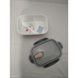 XJRJ 2 Compartment Airtight Lunchbox, Rectangle, Bento style,1000ml (Slate Grey)