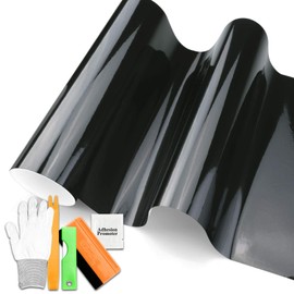 Super Gloss Metallic Black Vinyl Wrap Car Sticker Decal DIY Bubble Free with Tool Set 20"x60" (1.6FTx5FT)