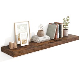48" Floating Shelves for Wall,10.3" Deep Rustic Brown Wood Storage Wall Shelves with Heavy Duty Brackets for Bathroom,Bedroom,Kitchen,Living Room,Office