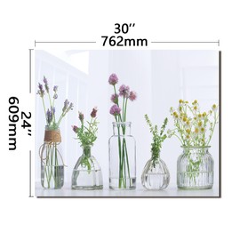 Tempered Glass Backsplash For Kitchen Behind Stove,Flower Bottle Stove Back Top Cover,Easy to Clean Glass Splashback, Sink Cover Splash Guard,Home Kitchen Wall Decor (30"x24"(76.2x60.96cm))