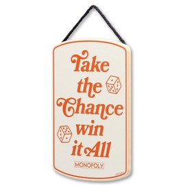 Hasbro Monopoly Take the Chance Win It All Hanging Wood Wall Decor - Fun Monopoly Sign for Game Room or Office