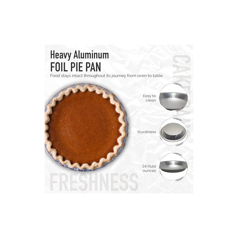 KitchenDance 9 Inch Pie Tins - Premium Disposable Pie Pans