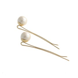 Vingtaine H-598 Single Grain Cotton Pearl Hair Pin Set of 2