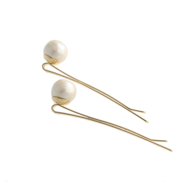 Vingtaine H-598 Single Grain Cotton Pearl Hair Pin Set of