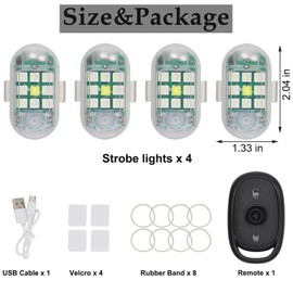 4Pcs LED Anti-Collision Lights with Remote 7 Colors Wireless LED Strobe Warning Lamp USB Rechargeable Flashing Lights for Cars Drone Aircraft Motorcycle Bike Emergency Warning Signal lamp