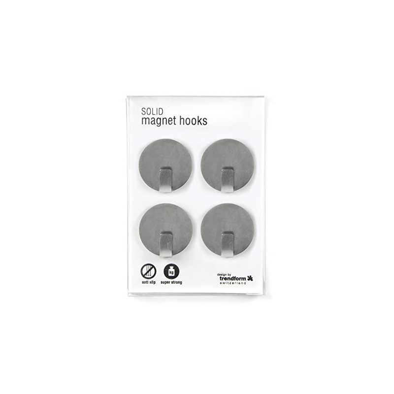 Trendform Magnetic Hooks Solid Set of 4 Stainless Steel Non-Slip