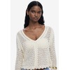 Desigual Women's Cropped Openwork Sweater White