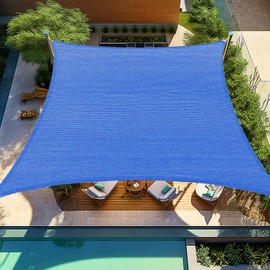 Shade&Beyond 10'x26' Sun Shade Sail Canopy Rectangle, UV Block Breathable Curved Shade Sail Blue for Backyard Garden Deck Outdoor (We Make Custom Size)