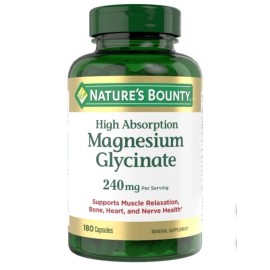 Nature's Bounty Glicinato de Magnesio Alta Absorción 240 mg, 180 Cápsulas