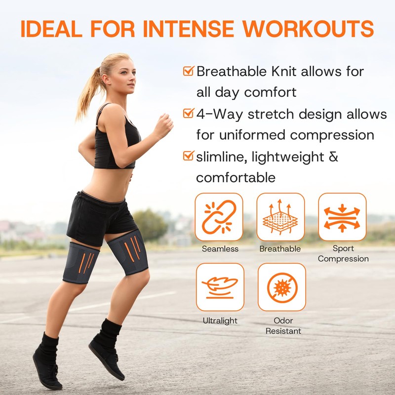 Beugo Thigh Compression Sleeve (1 Pair), Breathable Elastic Hamstring Compression