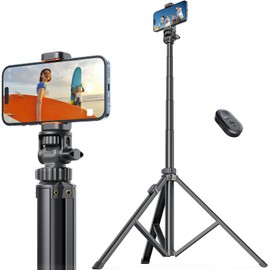 71''/180cm Phone Tripod & Selfie Stick, Portable Travel Stand for Video Recording, Travel Tripod for iPhone/Cell Phone with Detachable Remote, Compatible with Smartphones, DSLR