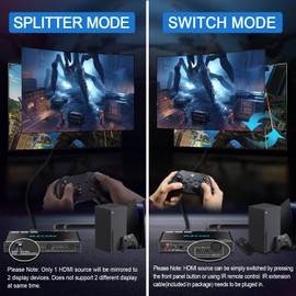 HDMI 2.0 Splitter Switch Bi-Directional 2 in 1 Out/1 in 2 Out 4K@60Hz, ARC/EARC Soundbar HDCP 2.2,HDCP 2.3 Bypass,EDID,Duplicate,Downscale,HDR,Do-lby Vision Atmos,for Dual Monitors