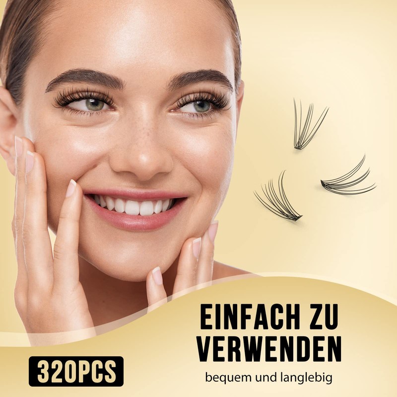 QUEWEL Individual Eyelashes, Pack of 320, Individual Eyelashes for Eye