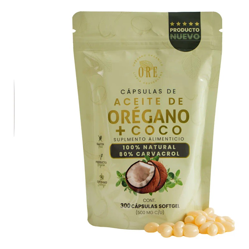Suplemento Cápsulas Suaves Ore Sobre Eco Aceite Orégano Coco 215g