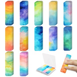 48 Pieces Anxiety Sensory Stickers with Storage Box - Sensory Strips 2 Textured Surface Adhesives Fidget Strips for Office & Classroom Desk Relieve Adult & Teen Stress (Watercolor Style)