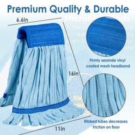 4 Pack - Large Microfiber Tube Mop 400GSM - Heavy Duty Industrial Wet Mop Head Refill,Commercial, Thick Fiber, Replacement Heads, Extra Absorbent