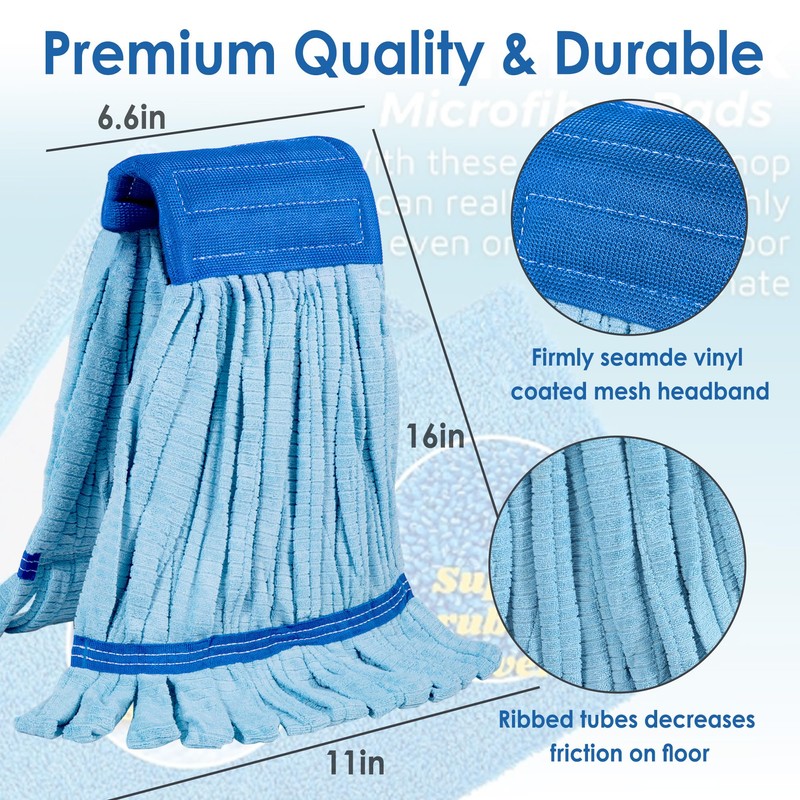 4 Pack - Large Microfiber Tube Mop 400GSM - Heavy