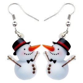 DALANE Christmas Acrylic Adorable Snowman Earrings Dangle Fashion Jewelry Charms Gifts for Women (White)