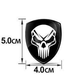 Biomar Labs 2 x 3D Gel Silicone Stickers Car Sticker Car Motorcycle Bicycle Window Phone Badge Laptop PC Tablet Door Black White Skull KS 54