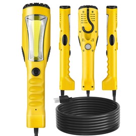 WILAWELS 18W LED Work Light, 25FT 2000LM COB LED Light, Handheld Underhood Trouble Light with Cord 16 Gauge SJTW, Swivel Hook, for Garage, Workshop, Car Repair Scene, ETL Listed, Yellow Y04WL06