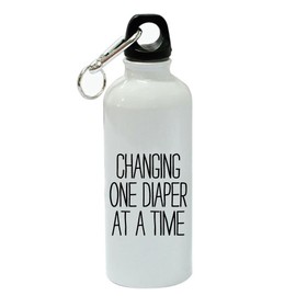 Changing One Diaper At A Time White Aluminum Sports 20 oz Water Bottle