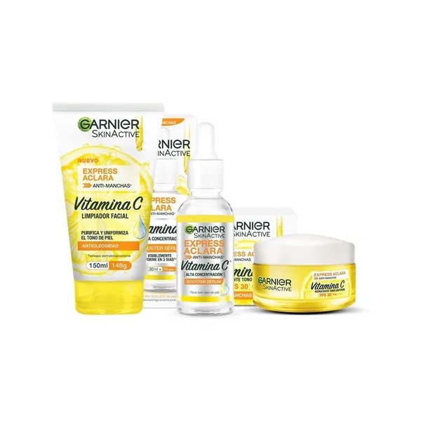 Kit Garnier Express Aclara Serum +crema +gel Con Vitamina C