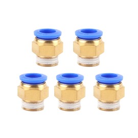 5 Pcs Pneumatic Connectors, Male Straight Quick Connector Air Hose Fittings, Brass Pneumatic Adapter Tools, R 1/4 Thread, 12mm OD