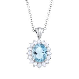 Elli Women's 925 Sterling Silver Xilion Cut Topaz Necklace with Pendant of Length 45 cm