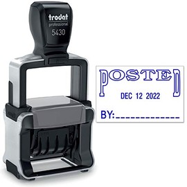 Trodat 5430 Professional Self-Inking Date Stamp with Posted - Blue Ink