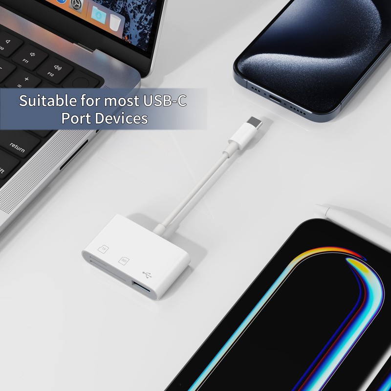 3 in 1 USB C SD Card Reader, USB Port