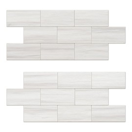 V-MOZZA Peel and Stick Backsplash, 20-Sheet Peel and Stick Wall Tiles 13.5" x 5.8" PVC Subway Tile Stick on Backsplash for Kitchen Fireplace (Painted Graffiti Wood Grain)