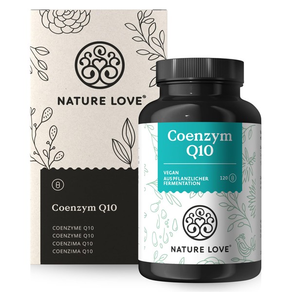 NATURE LOVE® Coenzyme Q10 High Dose – 200 mg per Capsule – 120 Vegan Capsules in 4 Month Supply – Made from Vegetable Fermentation – High Dose & Produced in Germany