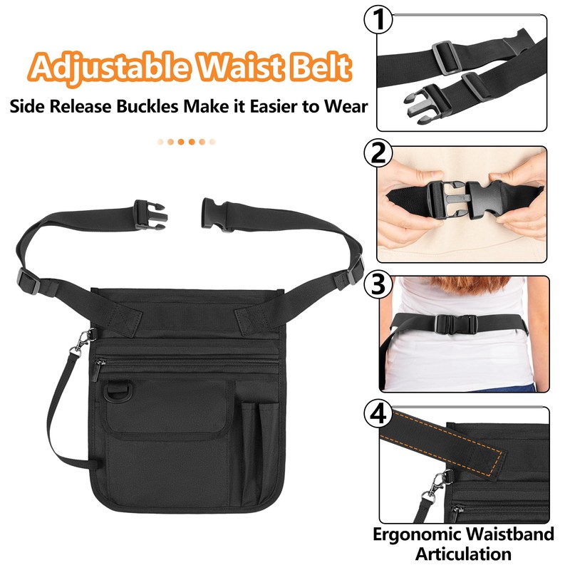 Rexmica Waitress Server Apron with Multiple Pockets and Adjustable Belt,