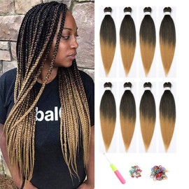 ShowJarlly Braid Pre Stretched Braiding Hair Yaki Braid Professional Hair Synthetic Hair 8 Pieces 66cm