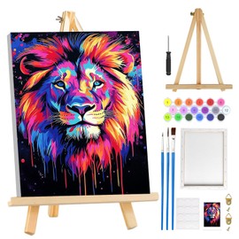 MOGTAA Tiger Paint by Numbers for Adults Beginners with Frame, Tiger Adult Paint by Number Kits with Easel, Easy DIY Acrylic Oil Painting Kits Animal Art Crafts for Home Decor, 8x12 in