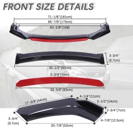 KEEPDSGN For Honda Civic SI Coupe 2006-2021 Front Bumper Splitter Red Lip Carbon Fiber