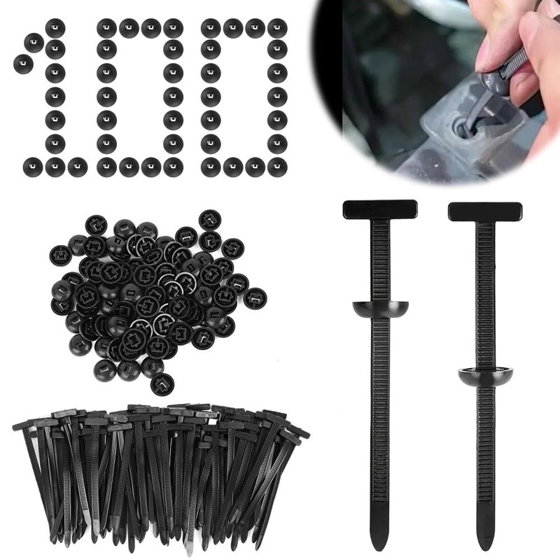 Uraqt Pack of 100 Cable Ties Black Set, 90 mm
