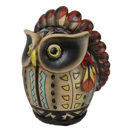 Ebros Gift Rustic Southwestern Tribal Native Indian Owl Chief with Headdress and Colorful Outfit Money Coin Savings Piggy Bank Decorative Figurine Accent