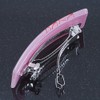 Light Pink Floral Plastic Barrette Hair Clip Grip - 10cm